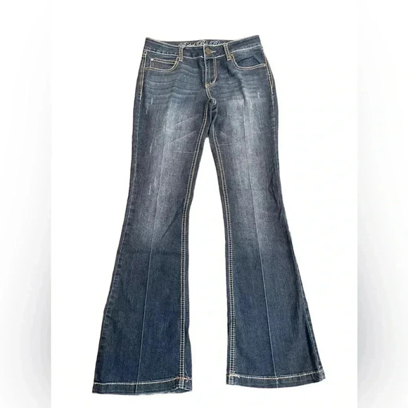 Rebel by Right Y2K Low Rise Flare Bottom Stretch Jeans Juniors size 7 - Picture 1 of 13